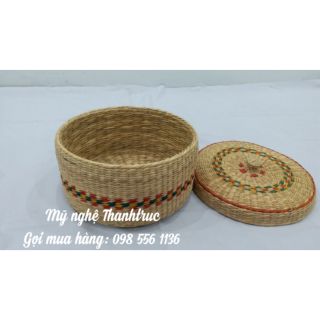 Hộp cói đựng đồ có nắp đan dày hàng loại 1