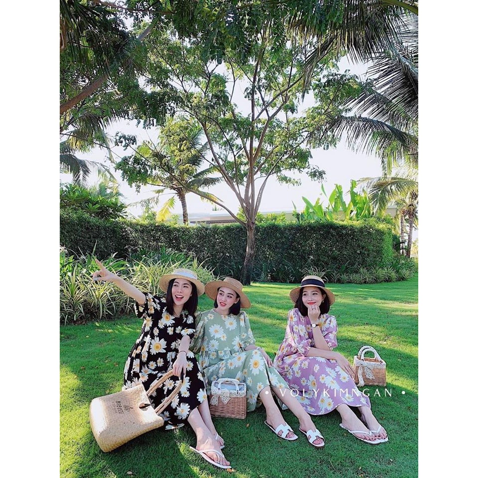 Đầm maxi suông hoa cúc chất đẹp