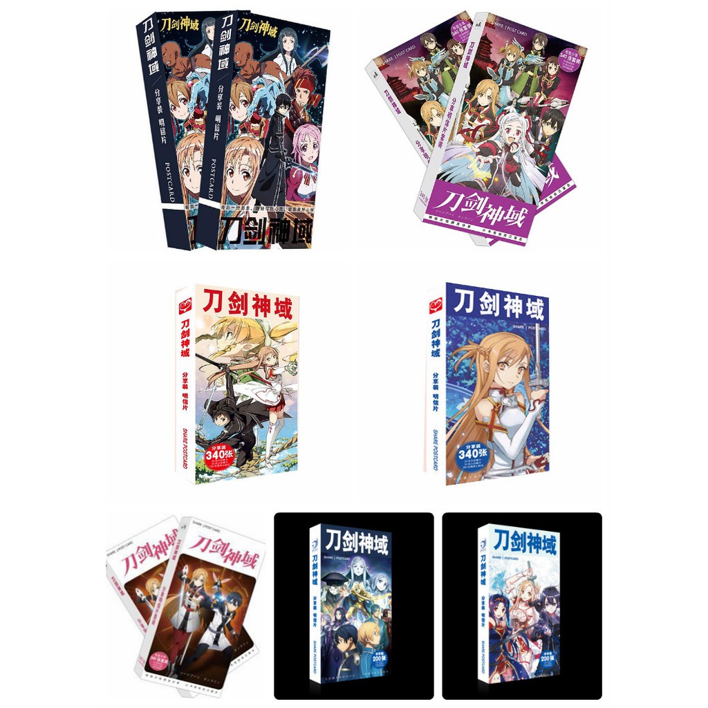 Postcard Sword Art Online hộp ảnh bộ ảnh có ảnh dán + lomo + postcard bưu thiếp anime chibi quà tặng độc đáo