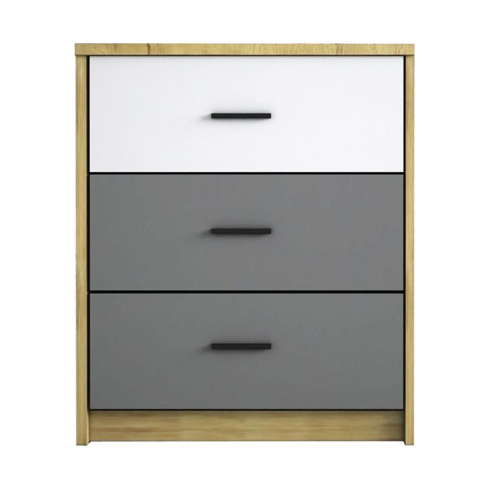 HomeBase ME LIVING Tủ 3 ngăn kéo bằng gỗ ép Thái Lan JUSPER W59XD39XH71.5cm màu trắng/xám
