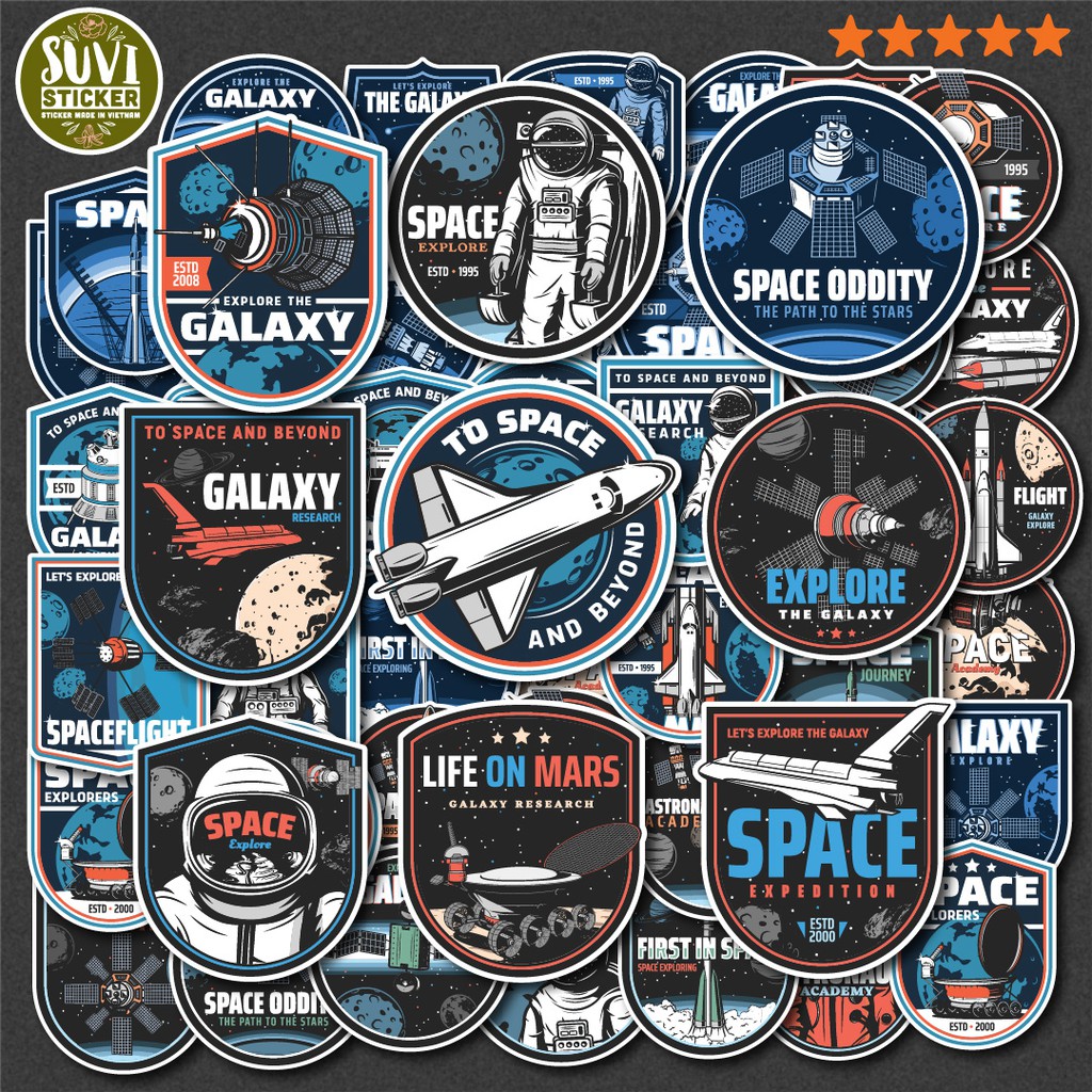 50 Sticker Galaxy Vũ Trụ 2 chống nước sticker dán mũ bảo hiểm, laptop, điện thoại, đàn guitar, vali. MSP: NS06