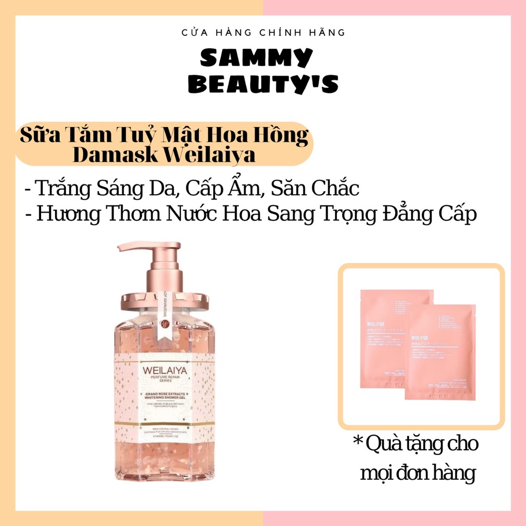 Sữa Tắm Tủy Mật Hoa Hồng Damask Weilaiya hương nước hoa mê đắm, làm sạch cấp ẩm cho da