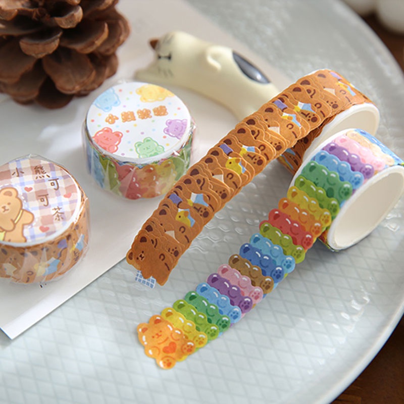 Set 100 miếng dán hình gấu hoạt hình dễ thương dùng để trang trí sổ tay