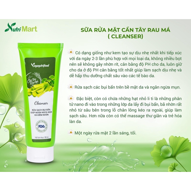 Sữa Rửa Mặt Cần Tây Rau Má Nutri Mart