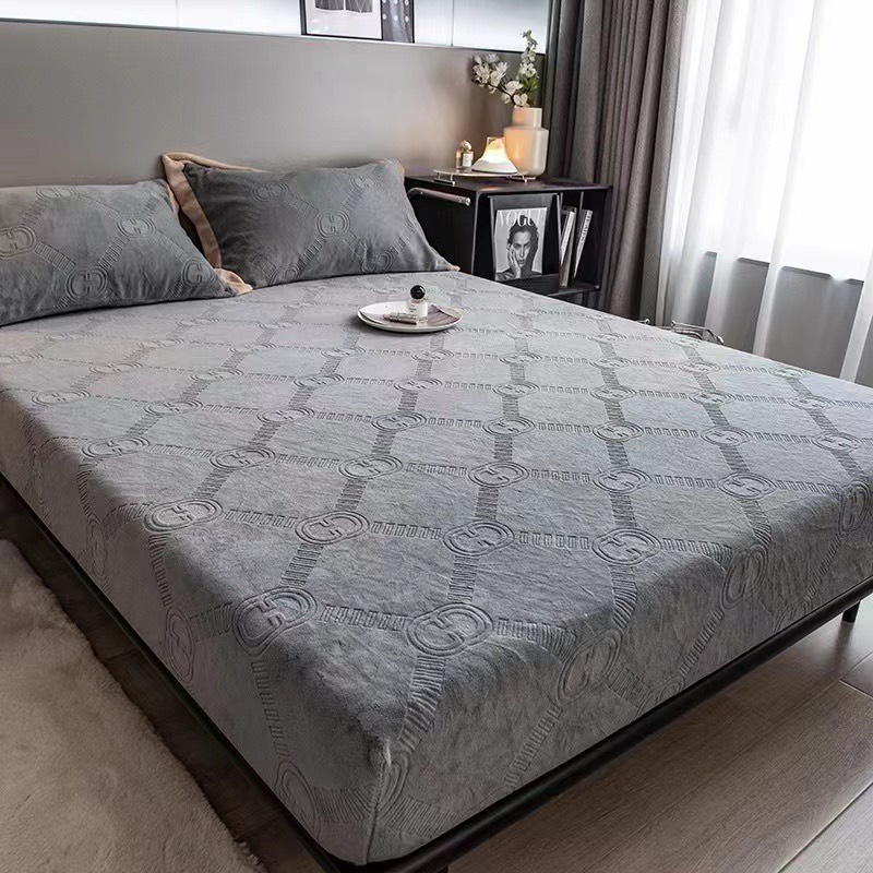Ga bọc đệm nỉ 5D cao cấp, Ga kèm 2 vỏ gối nỉ tuyết sữa vân nổi sang trọng chất tuyết sữa siêu mềm mịn dùng quanh năm