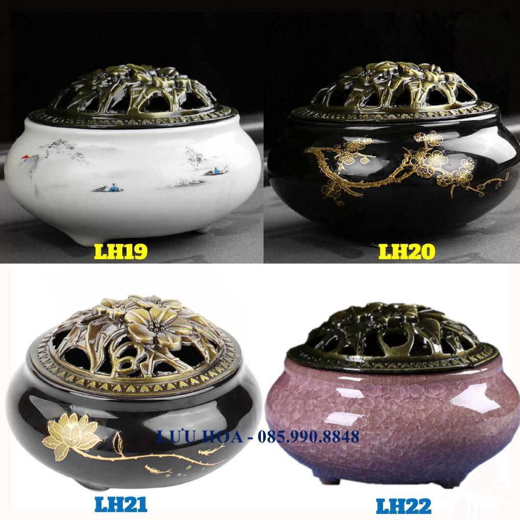 Trầm hương, lư đốt trầm men rạn ngọc cao cấp ..