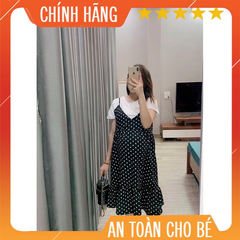 Sét yếm chấm bi dành cho bà bầu hàng đẹp thiết kế