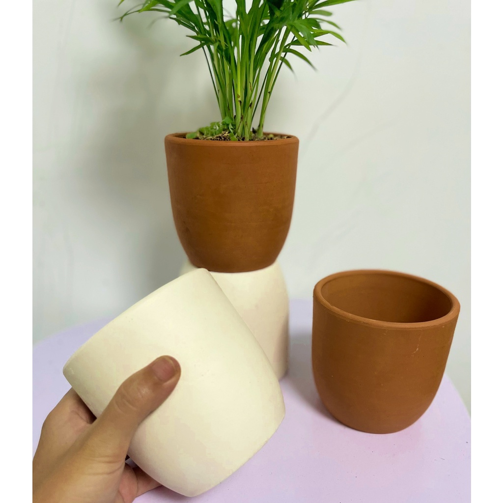CHẬU TRỨNG ĐẤT NUNG Size S  , gốm đất nung, chậu cây mini, sen đá, xương rồng Cây Tươi Nguyên CTN0970