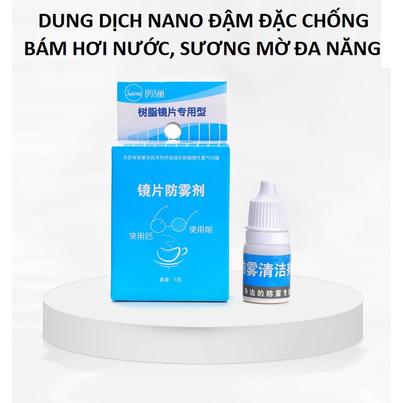 Dung dịch nano đậm đặc chống bám hơi nước, sương mù đa năng 5ml ( phù hợp mọi loại kính, gương)-Tặng kèm khăn lau kính