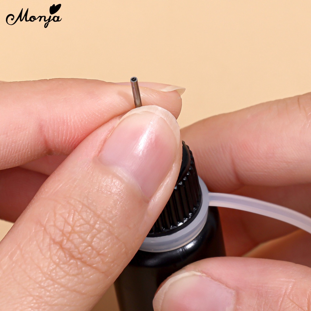 Keo dán đá trang trí móng tay nghệ thuật MONJA gel UV đầu lỗ kim dễ sử dụng không cần lột 10ml