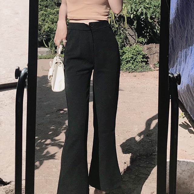 Set quần loe cạp cao áo bozip