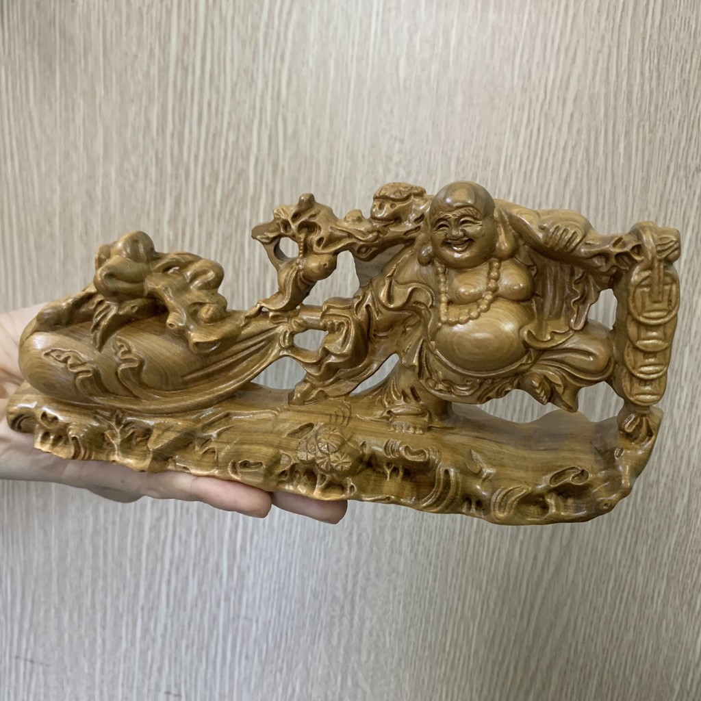 Tượng Phật Di Lặc Kéo Bao Gỗ Hương, Gỗ Bách Xanh Mang Lại May Mắn, Thịnh Vượng