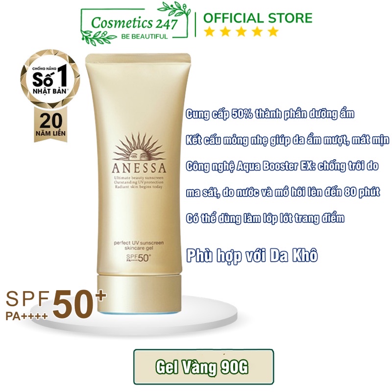 Kem Chống Nắng Anessa Perfect UV Sunscreen Skincare Dạng Gel 90g