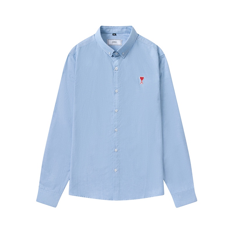 ❤❀  ❤ Áo Sơ Mi Cotton Dài Tay Kẻ Sọc Thêu Hình Trái Tim Đỏ Thời Trang Cho Cặp Đôi
