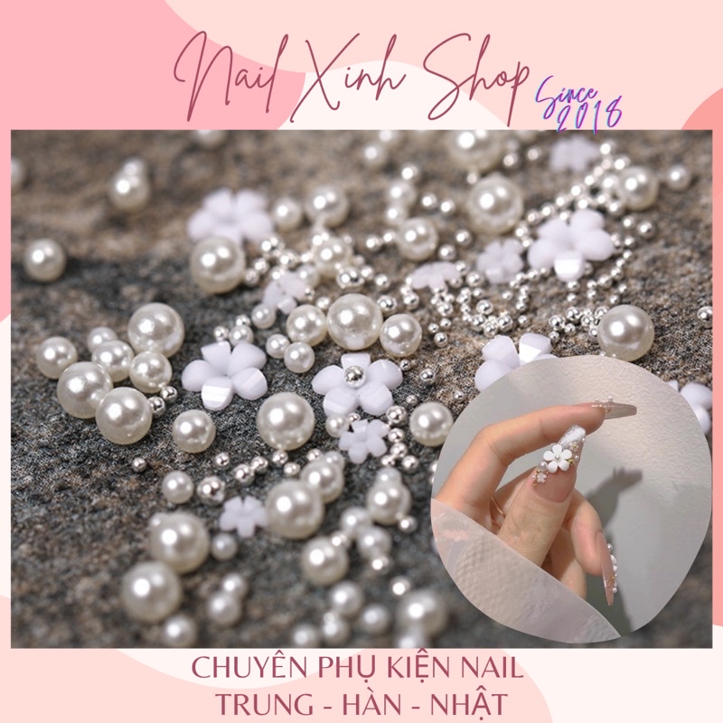 Set charm hoa sứ nhí - phụ kiện nail