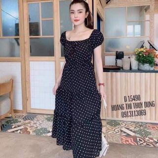 Váy maxi bi tầng trễ vai - Mặc đc 2 kiểu