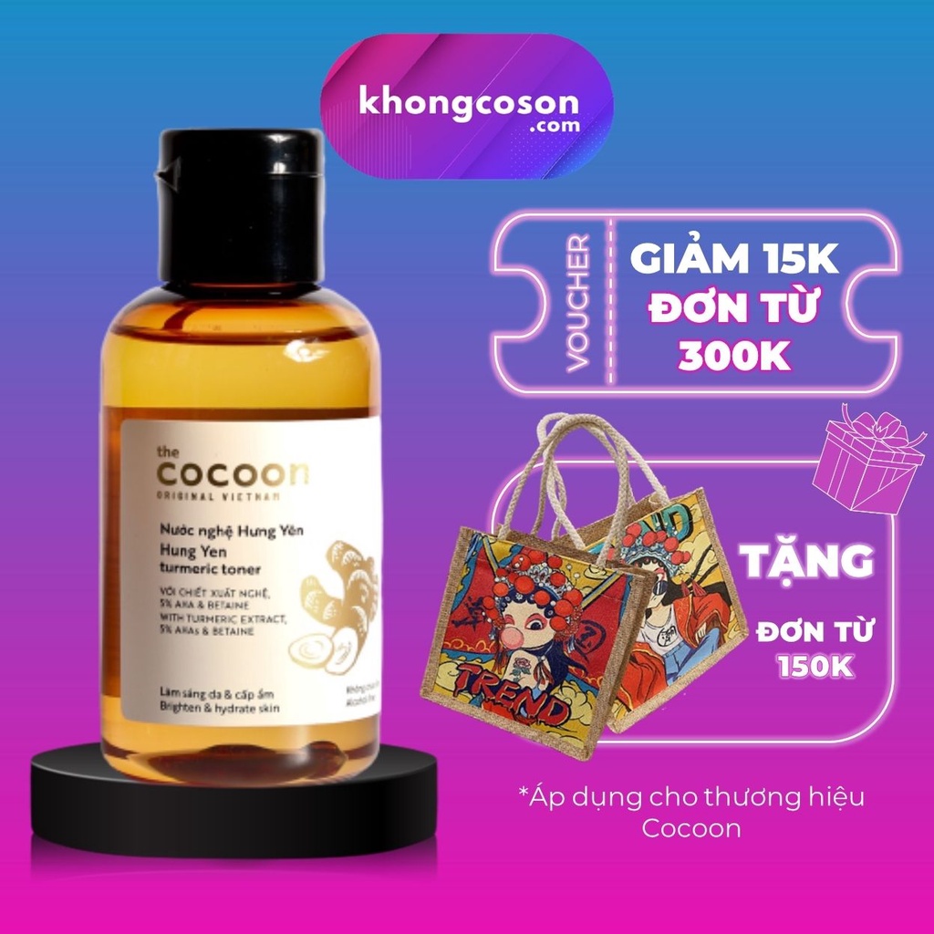 Nước Cân Bằng Nghệ Hưng Yên Cocoon Làm Đều Màu Da 140ml - Khongcoson