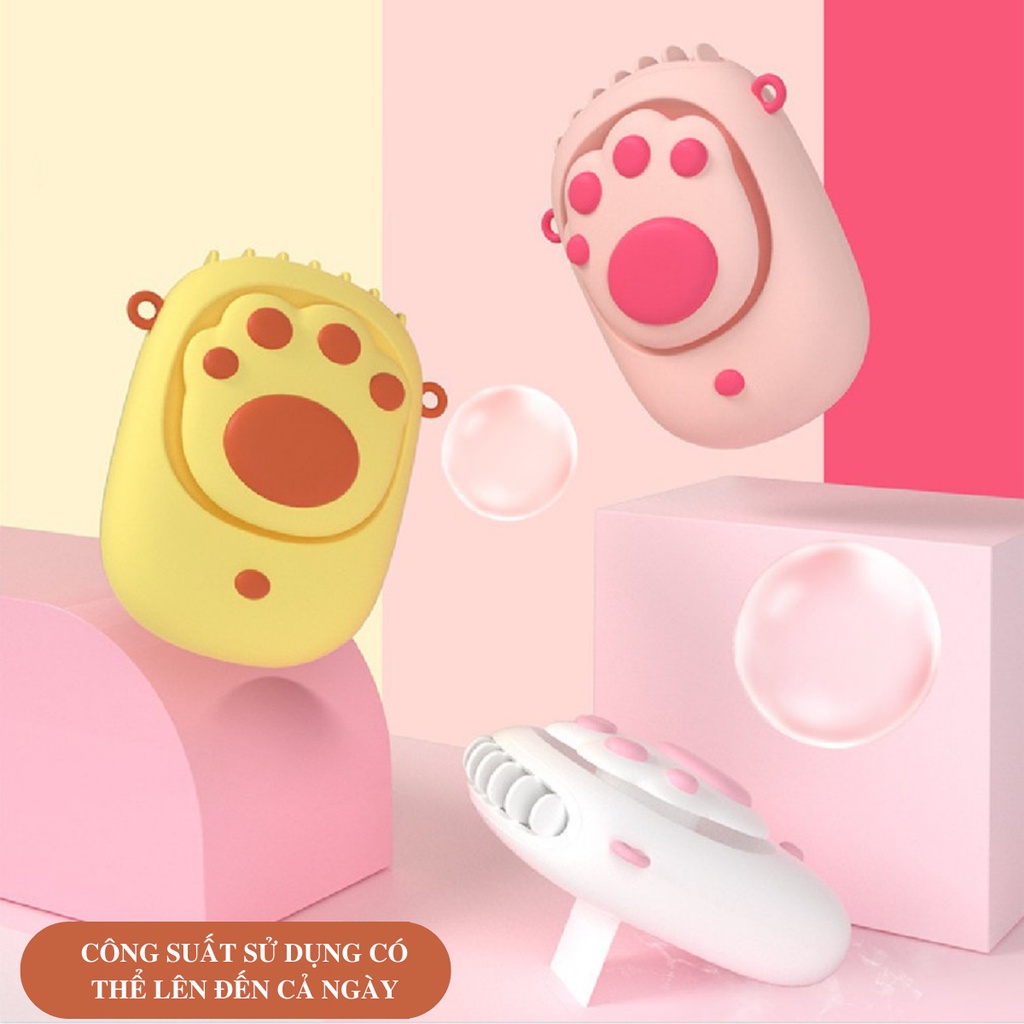 Quạt Cầm Tay Đeo Cổ Thắt Lưng Để Bàn làm Việc Văn Phòng Giường Ngủ Mini Sạc Usb Tích Điện Hình Chân Mèo Cute