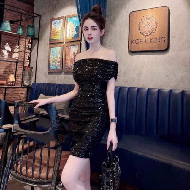 Đầm dự tiệc nhũ kim sa lấp lánh - Hàng loại 1