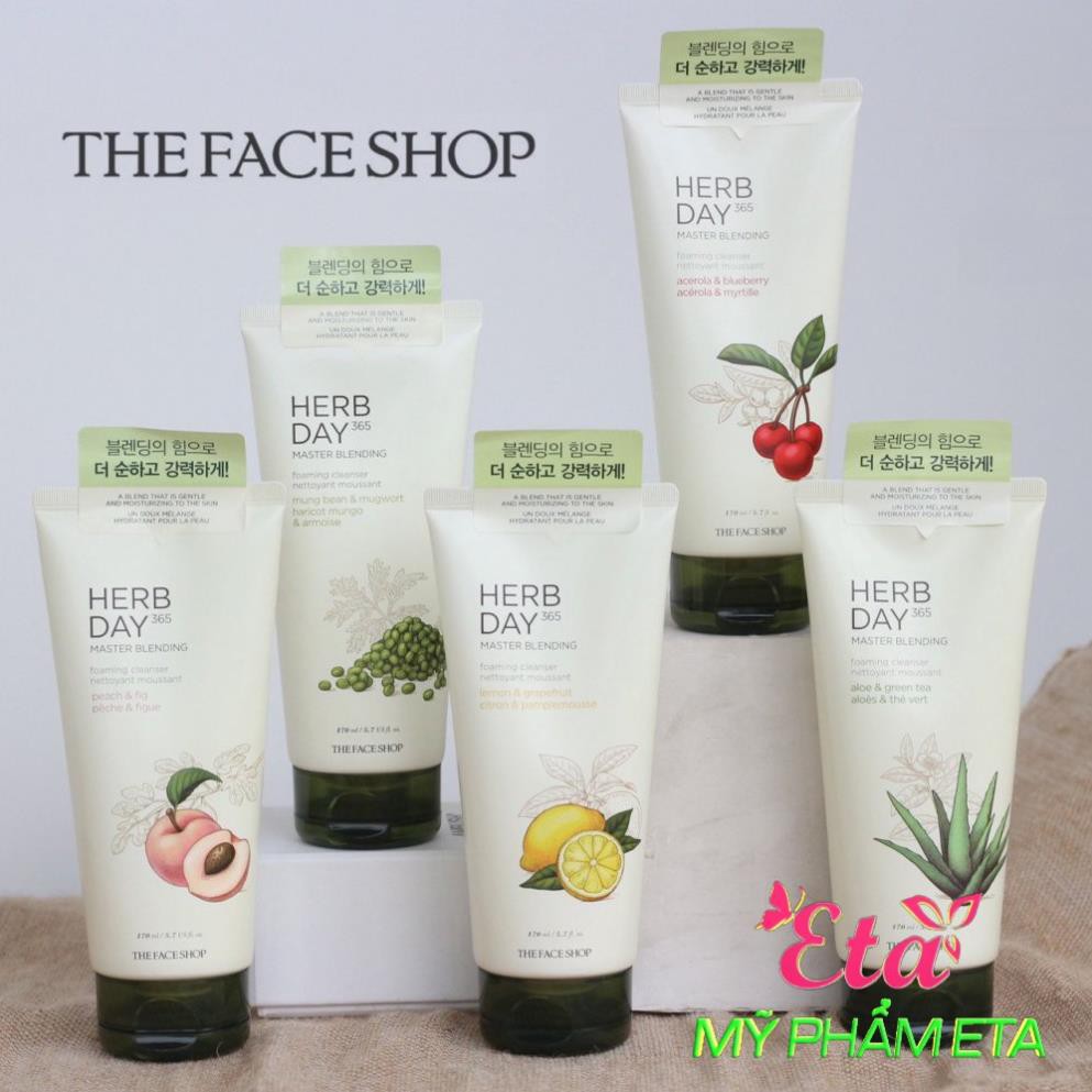 Hàng Hàn- Sữa rửa mặt The Face Shop Herb Day 365 Cleansing Foam TFS cho làn da sáng và mịn màng 170ml