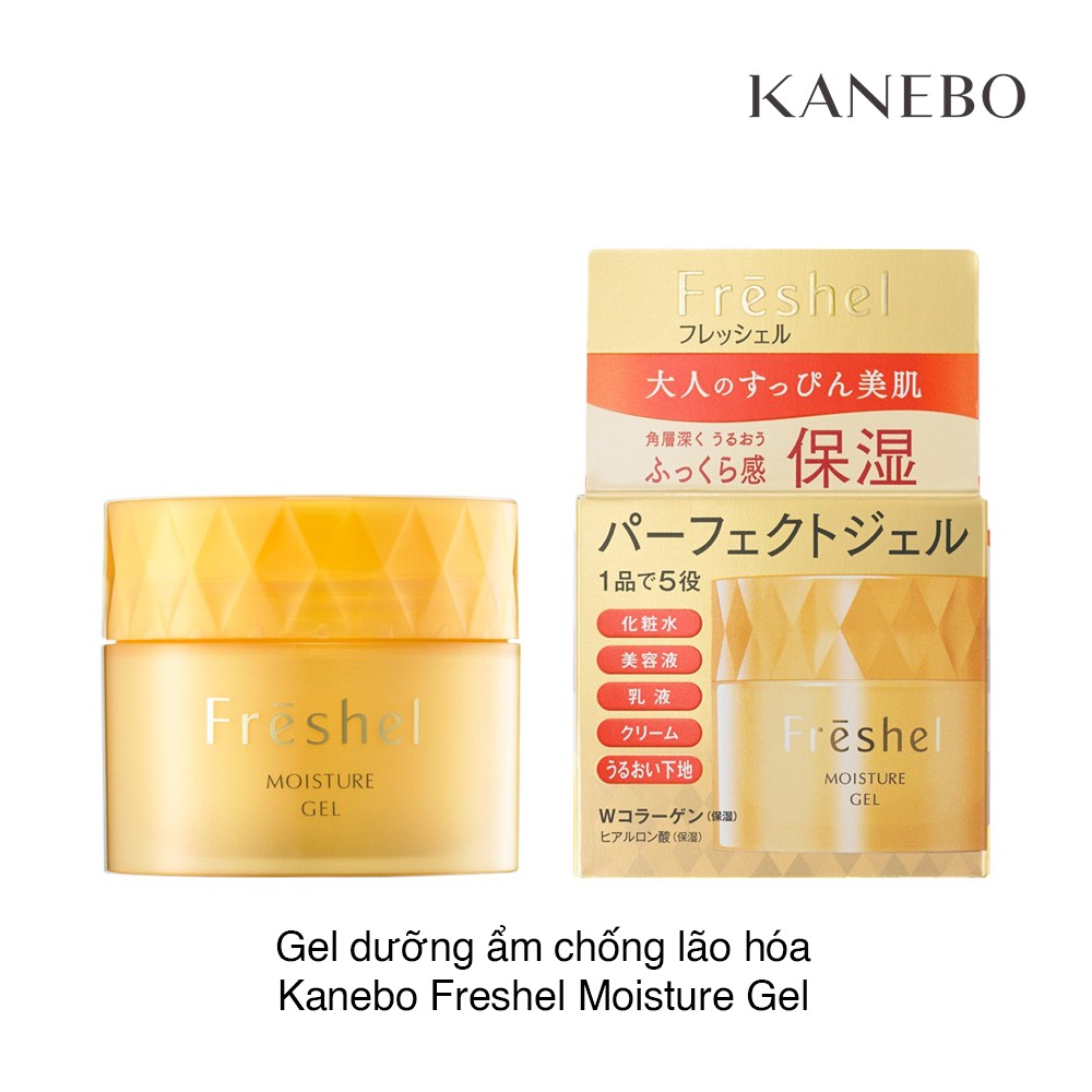Kanebo Freshel Moisture Gel 80g - Gel Dưỡng Ẩm chống lão hóa 5in1, kem chống lão hóa tất cả trong một thay kem lót