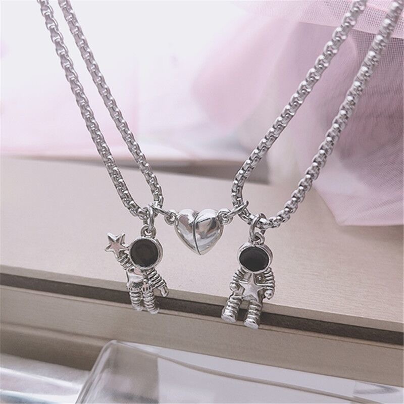 Set 2 vòng cổ AY màu bạc mặt hình bướm/ trái tim đơn giản thời trang cho nữ