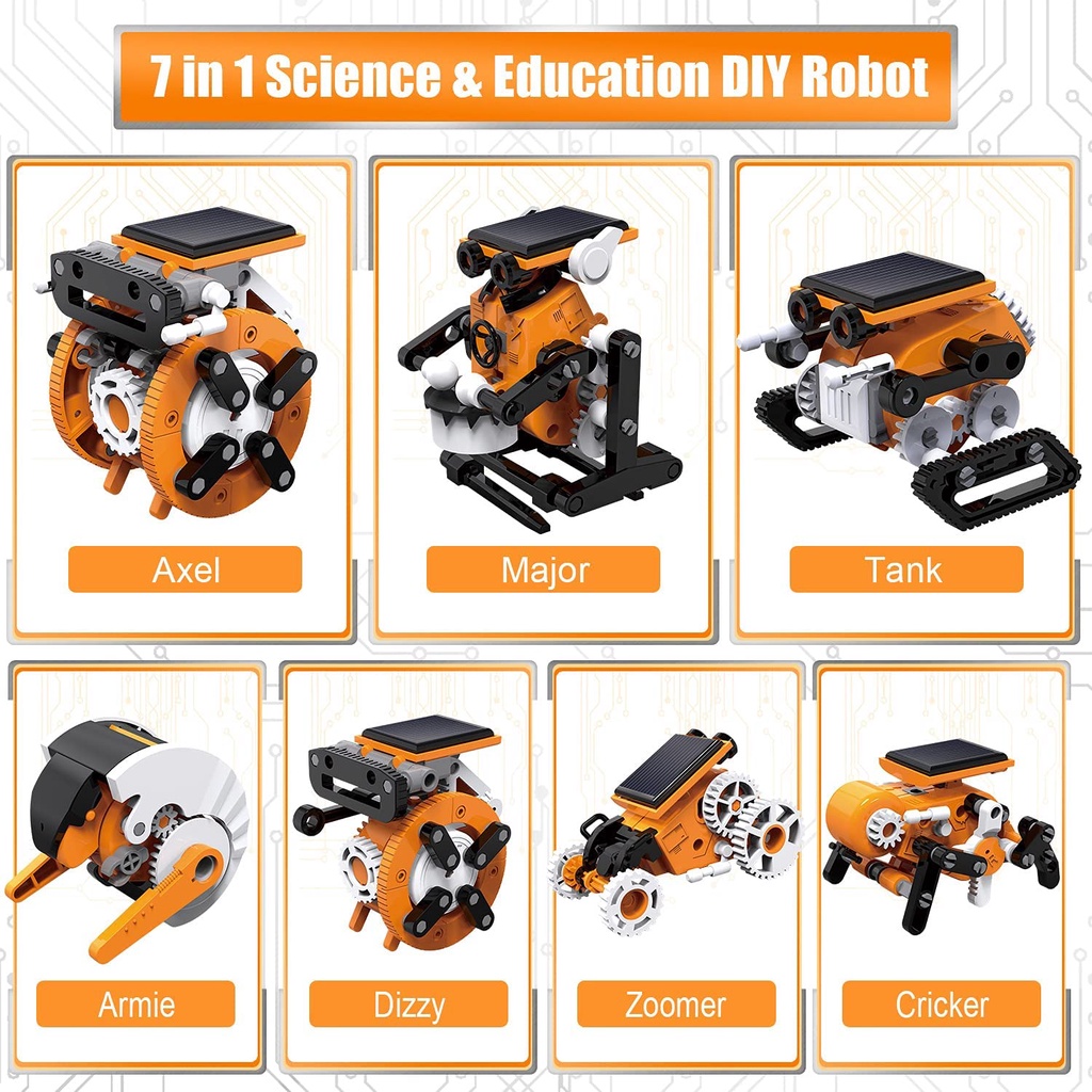 Đồ chơi giáo dục STEM - Lắp ráp 7 loại robot chạy bằng năng lượng mặt trời 9501  - MGT
