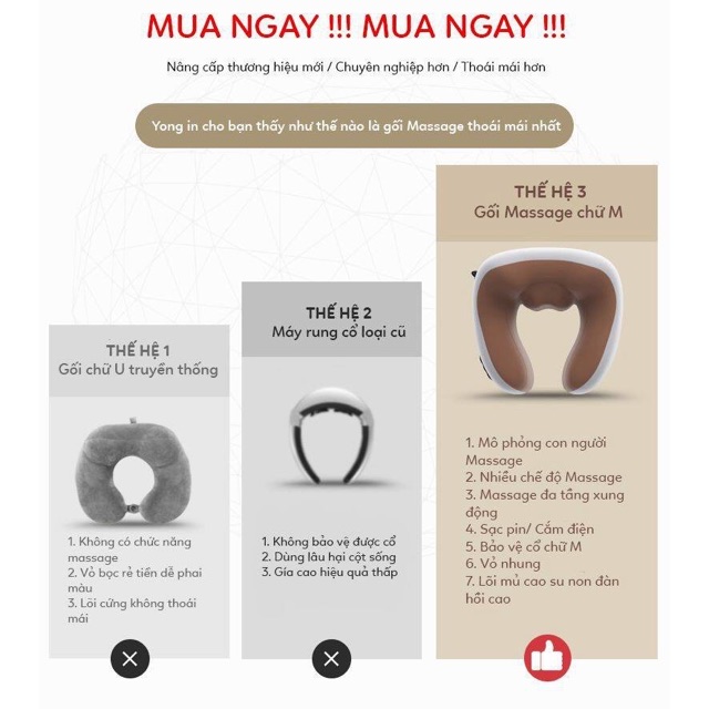 Gối Massage Cổ Vai Gáy U-Shaped Cao Cấp