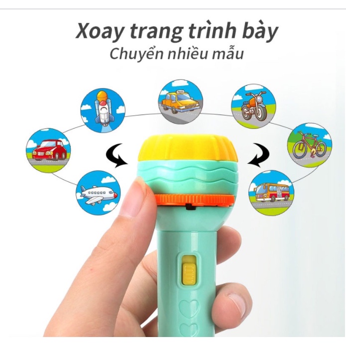 PVN31308 Đèn pin chiếu hình cho bé(Luôn sẵn) 24 hình động vật ngộ nghĩnh, đồ chơi trí tuệ cho trẻ vui chơi khám phá T888