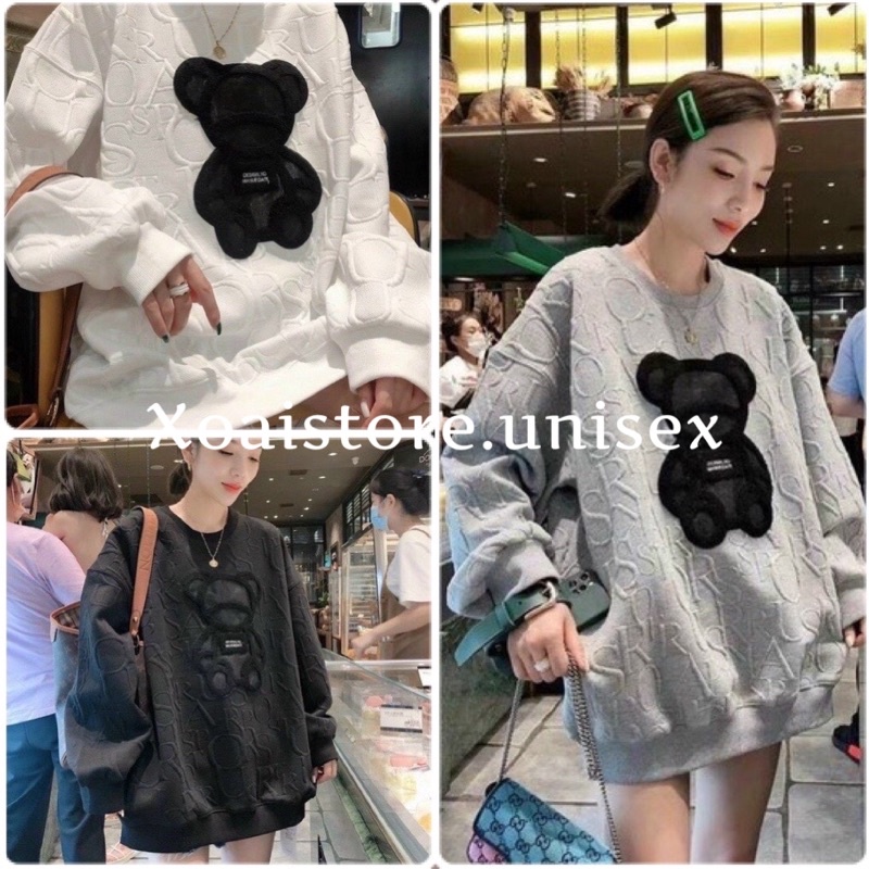 Áo Nỉ Hodie Gấu Thêu In Chữ Nổi Form Rộng Xoaistore.unisex