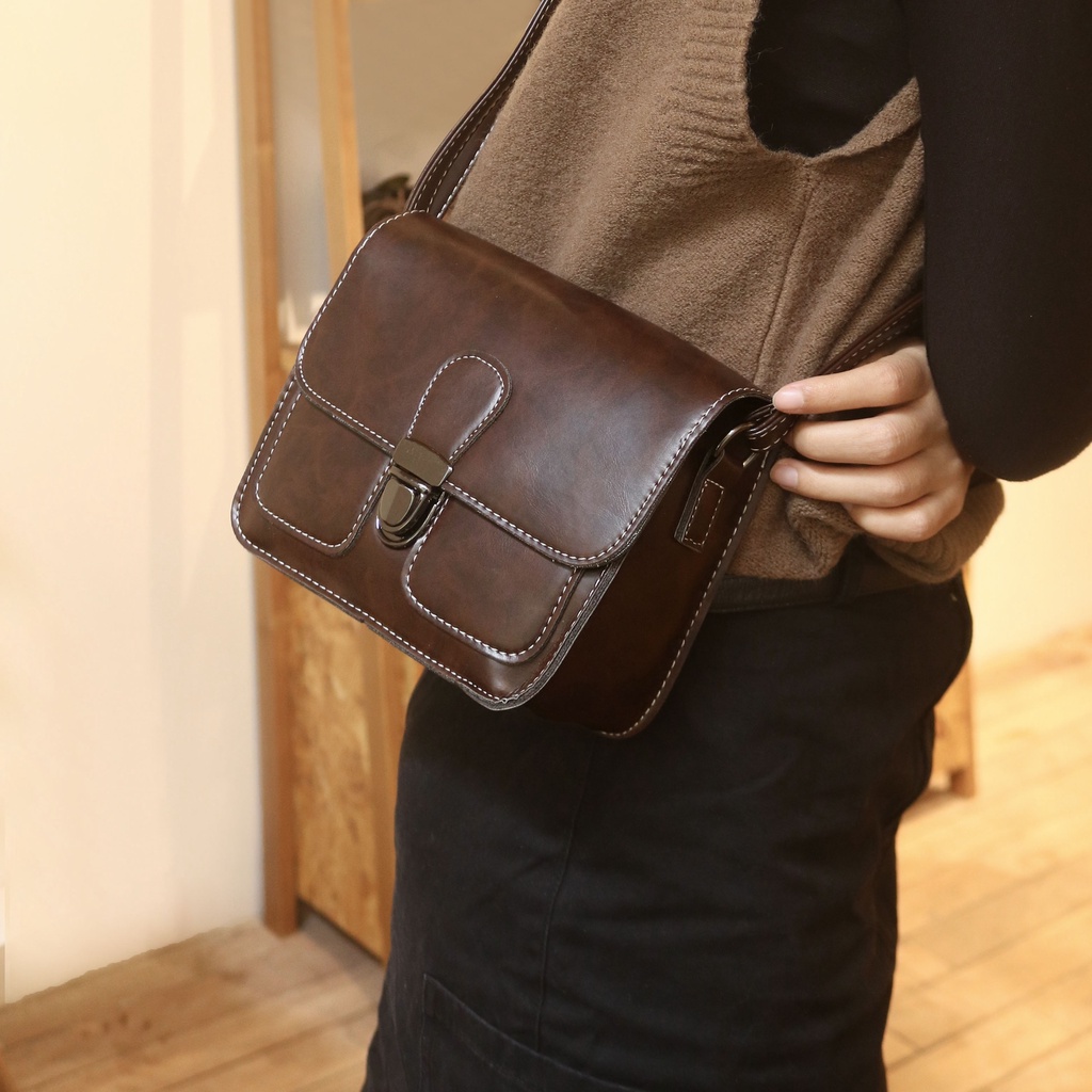 Satchel bag - Túi xách vintage, túi da nữ đeo chéo phong cách Dark Academia