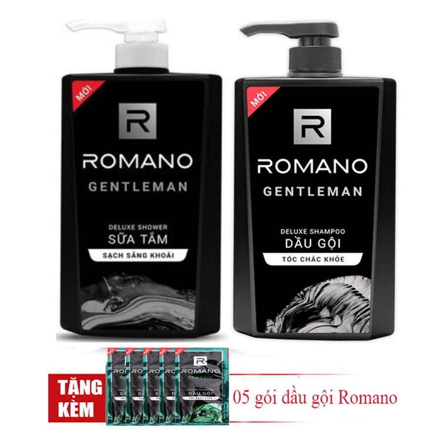 Combo Dầu gội 650g và sữa tắm 650g Romano Gentleman