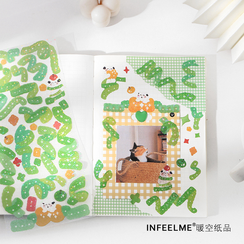 Tấm nhãn dán trang trí sổ lưu niệm hình chú mèo dễ thương