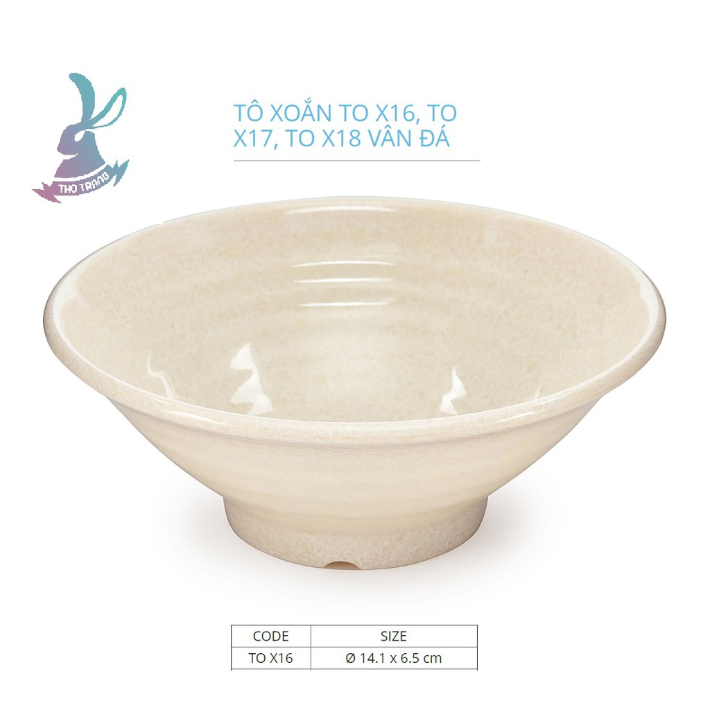 Tô Tam Giác Loe Ăn Cơm, Đựng Bún Mì Phở Vân Đá Trắng Nhựa Melamine Cao Cấp Fataco Việt Nam Đủ Size