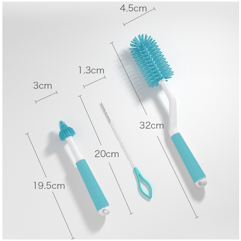 Cọ bình sữa silicon Misuta [Hàng cao cấp] Tay cầm xoay 360 độ dùng cho mọi loại bình