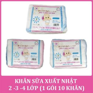 Set 10 khăn sữa trắng xô xuất nhật cho bé 2 lớp/3 lớp/4 lớp