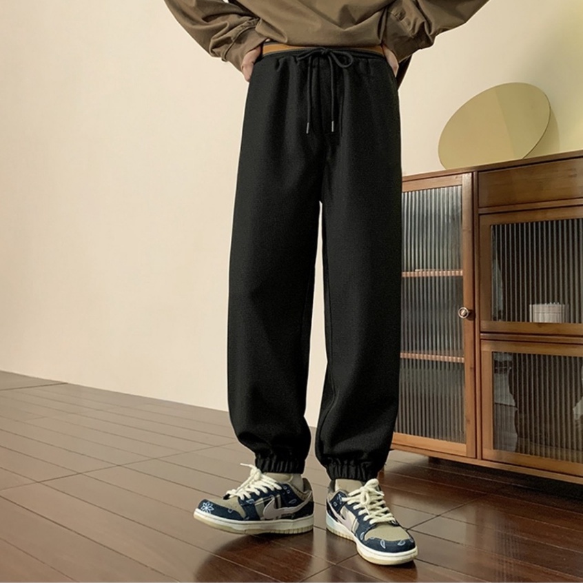 Quần Jogger nam thể thao ống rộng dây rút dáng hàn quốc có túi vải tổ Ong Quần nỉ nam ống suông dài mặc đi ngủ ở nhà GYM