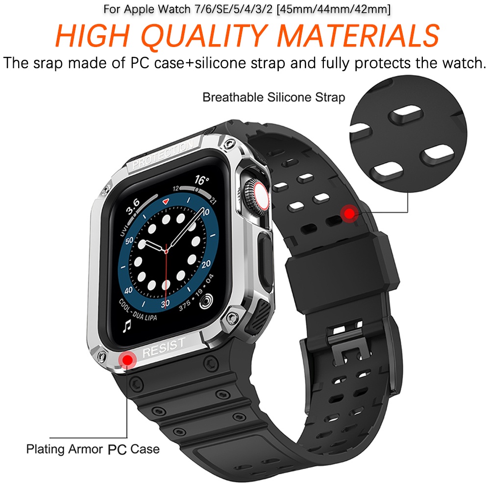 Ninki Ốp Bảo Vệ Bằng TPU + PC Cao Cấp Có Dây Đeo Cho iWatch Series 8/7/6/SE/5/4 45mm 44mm 42mm iWatch 8/7 45mm