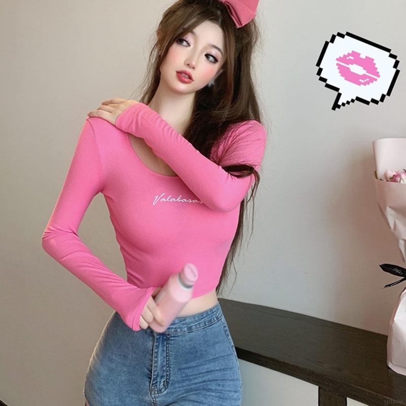 Áo Thun Cổ Tròn Dáng Ôm In Chữ Phong Cách Hàn Quốc Thời Trang Cho Phụ Nữ