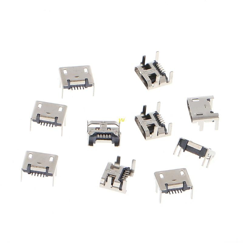 Set 10 Giắc Nhận Micro Usb Type B 5 Pin Đầu Cái Smd 4 Chân 90 Độ