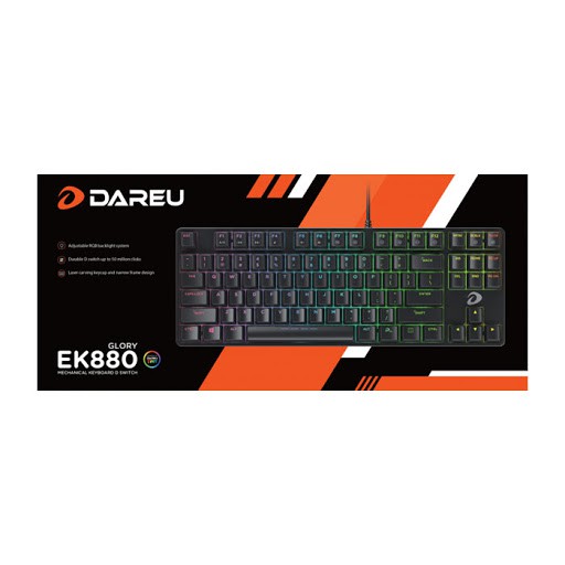 Bàn phím cơ Gaming DAREU DK880 87KEY (RGB, Blue/ Brown/ Red D switch)-Bản mới EK880