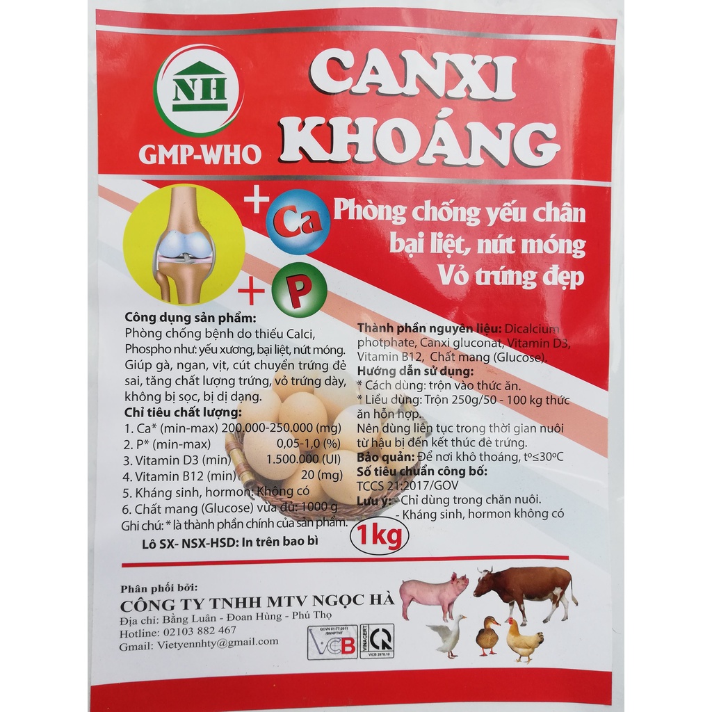 1kg CANXI KHOÁNG Phòng chống yếu chân, bại liệt, nứt móng, vỏ trứng đẹp chuyên dùng cho gia súc, gia cầm, gà đá, gà chọi