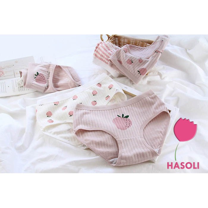 Set 5 Quần Lót Nữ Cotton Hình Dâu - Quần Chíp Nữ Kháng Khuẩn Dễ Thương Mềm Mịn S65
