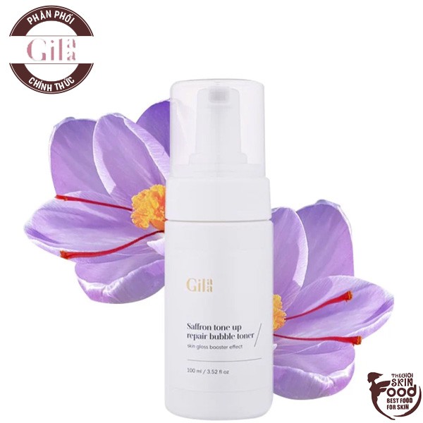 Nước Hoa Hồng Dưỡng Trắng Da Chiết Xuất Nhụy Hoa Nghệ Tây Gilaa Saffron Tone Up Repair Bubble Toner 100ml