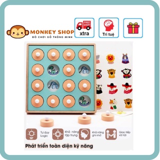 Bộ lật hình luyện trí nhớ monkeyshop cho bé bằng gỗ giúp bé rèn luyện trí nhớ, đồ chơi thông minh