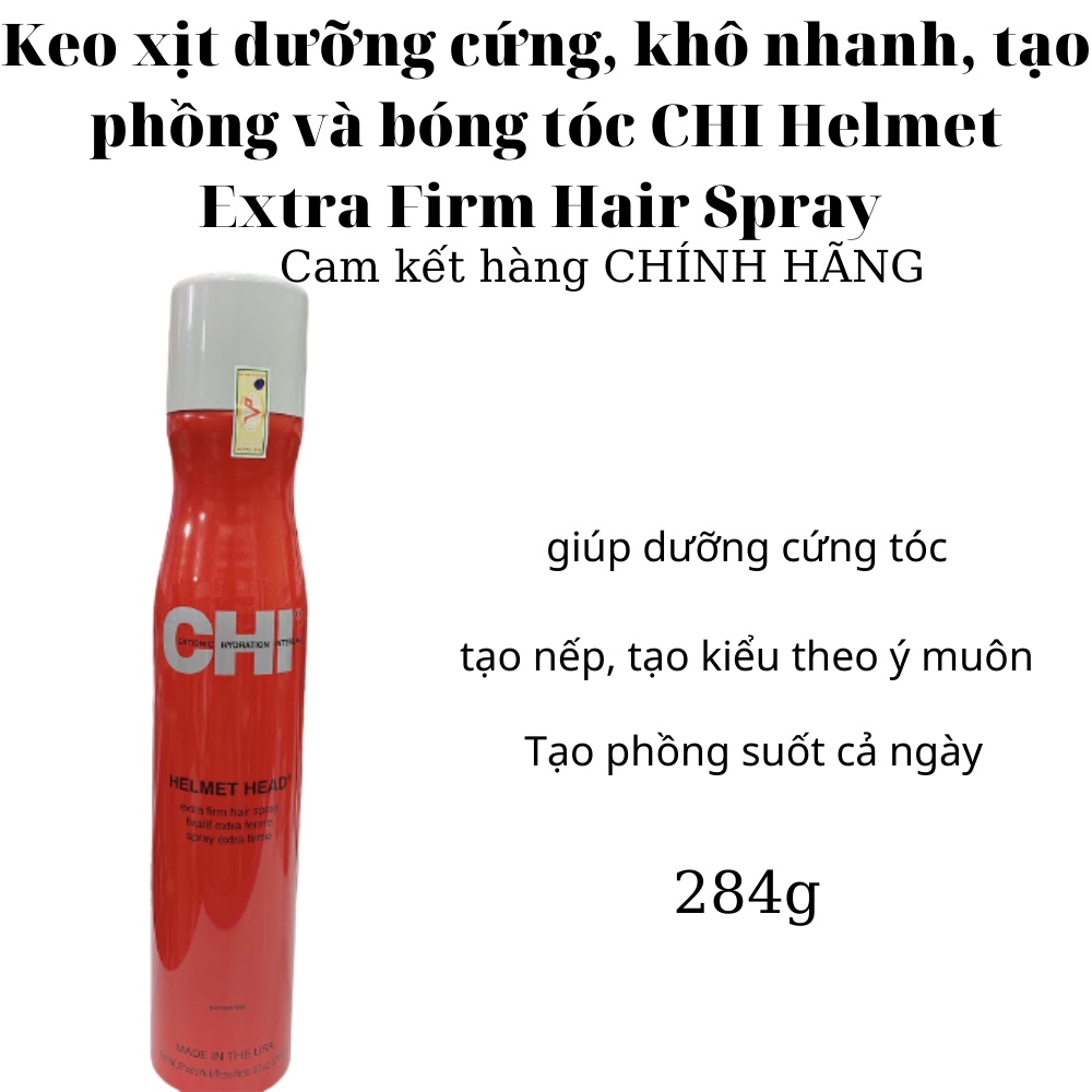 Keo xịt dưỡng cứng, khô nhanh, tạo phồng và bóng tóc CHI Helmet Extra Firm Hair Spray 284g