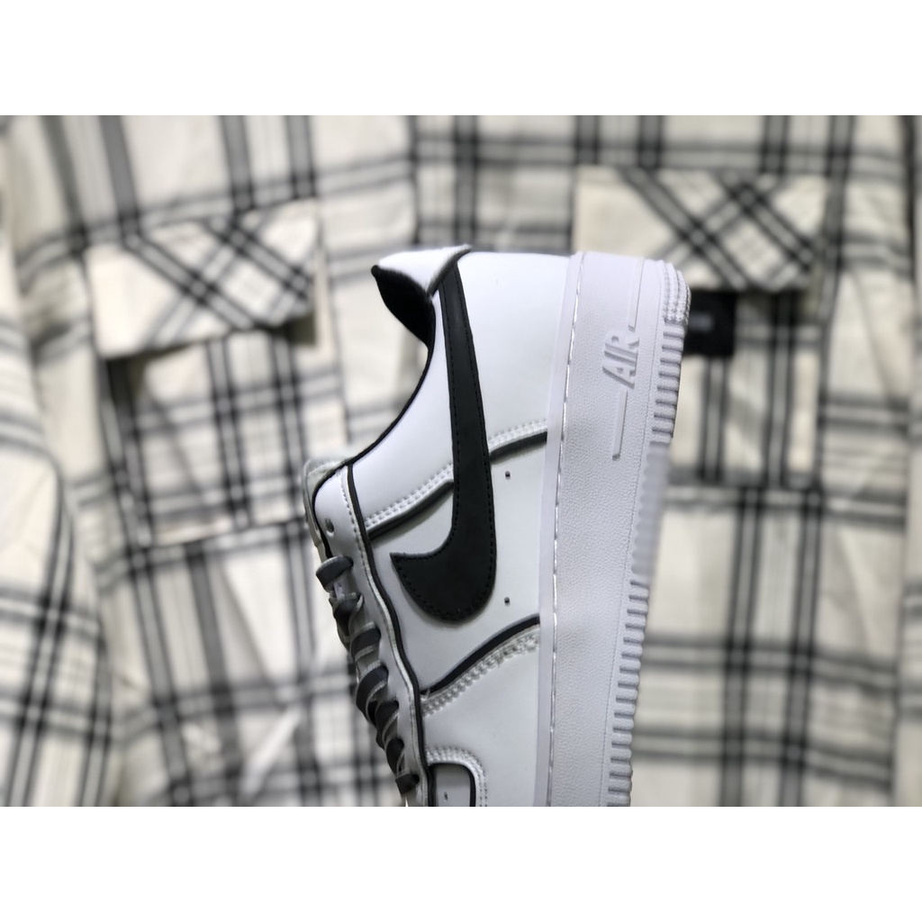 Giày Af1 Low Trắng Đen Phản Quang 7 Màu Cao Cấp Fullbox, Giày thể thao nam nữ af1 viền đen phản quang cổ tròn, gót vuông
