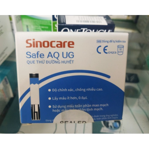 Combo 50 Que Thử Đường Huyết + 50 que Axit Uric ( Gút) Dùng Cho Máy Sinocare Safe AQ UG - Chính Hãng Sinocare