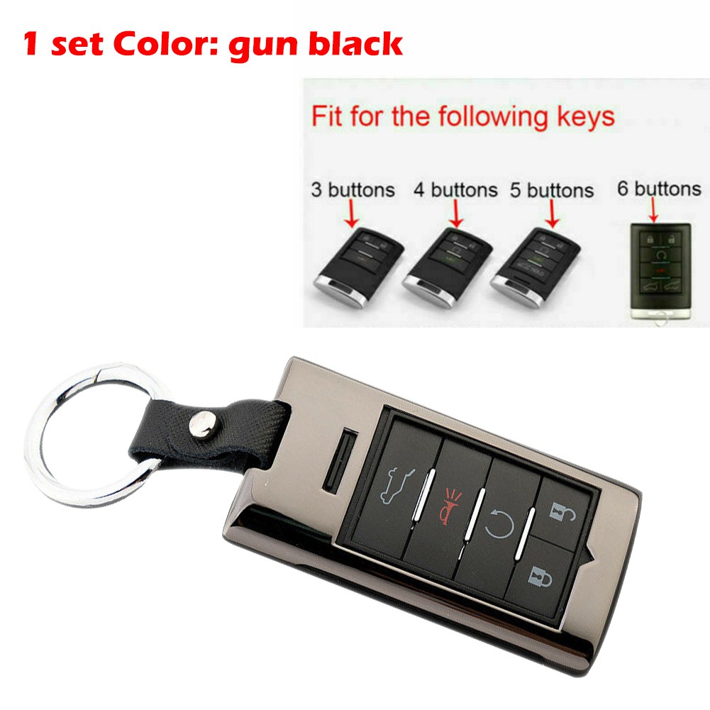 Metal Remote Smart Key Fob Case Gun Color For Cadillac ATS SRX STS CTS XTS