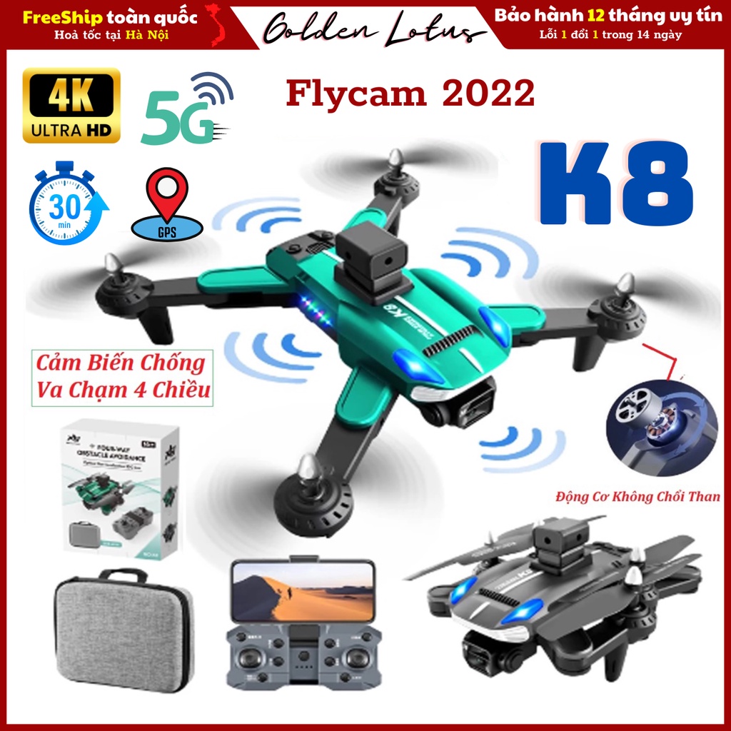 💥2023💥Flycam Drone K8 giá rẻ Trang bị camera 4K Cảm biến 4 chiều linh hoạt Thời lượng pin lớn bay 25 phút Bảo hành 2 năm